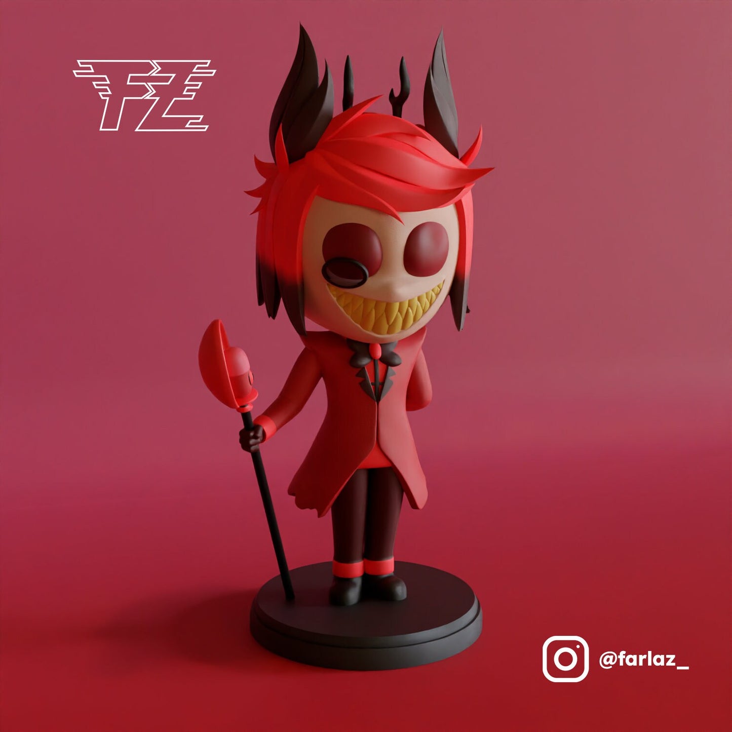 Alastor Chibi Kawai Version from Hazbin Hotel - Collectible 3d printed statues - Perfect for Home Decor - DIY and Painted Versions