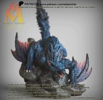 Nargacuga from Monster Hunter - Décor for your home or desk  - 3d Resin Print - Painted or Custom Gift~!