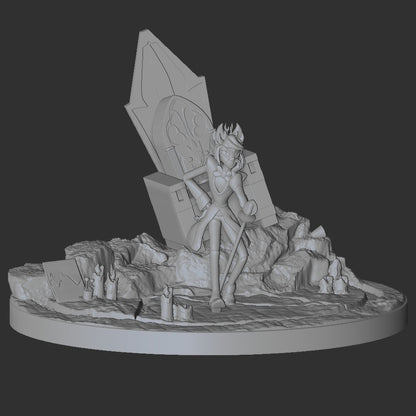 Alastor Throne Diorama from Hazbin Hotel - Collectible 3d printed statues - Perfect for Home Decor - DIY and Painted Versions