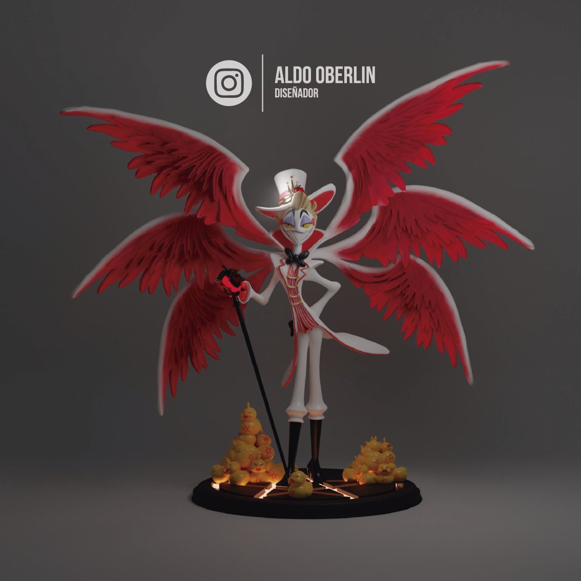 Lucifer with Wings from Hazbin Hotel - Collectible 3d printed statues - Perfect for Home Decor - Custom Gift and Painted Versions Available