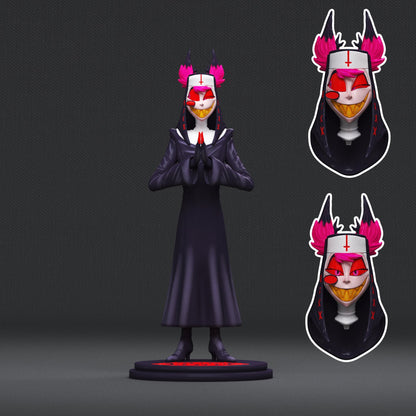 Alastor Nun from Hazbin Hotel - Collectible 3d printed statues - Perfect for Home Decor - DIY and Painted Versions