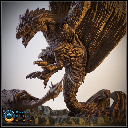 Rathalos Dragon Hunting Diorama - Custom Engraving Gift - Fully Painted Statue or DIY Kit - Office, Home or Gaming Room Deco