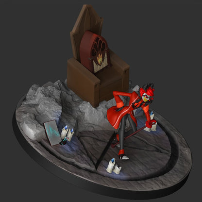 Alastor Throne Diorama from Hazbin Hotel - Collectible 3d printed statues - Perfect for Home Decor - DIY and Painted Versions