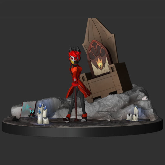 Alastor Throne Diorama from Hazbin Hotel - Collectible 3d printed statues - Perfect for Home Decor - DIY and Painted Versions