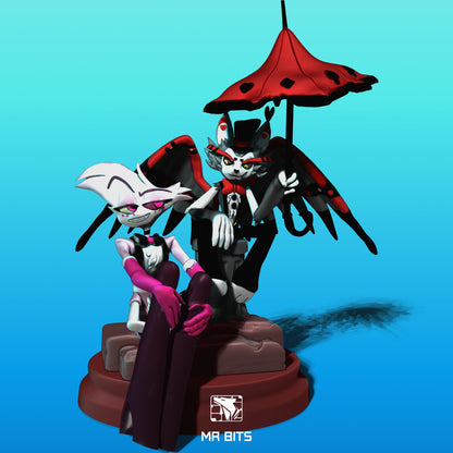 Angel and Husk Sad Days Diorama from Hazbin Hotel - Collectible 3d statues - Perfect Home Decor - Custom Gift and Painted Versions Available