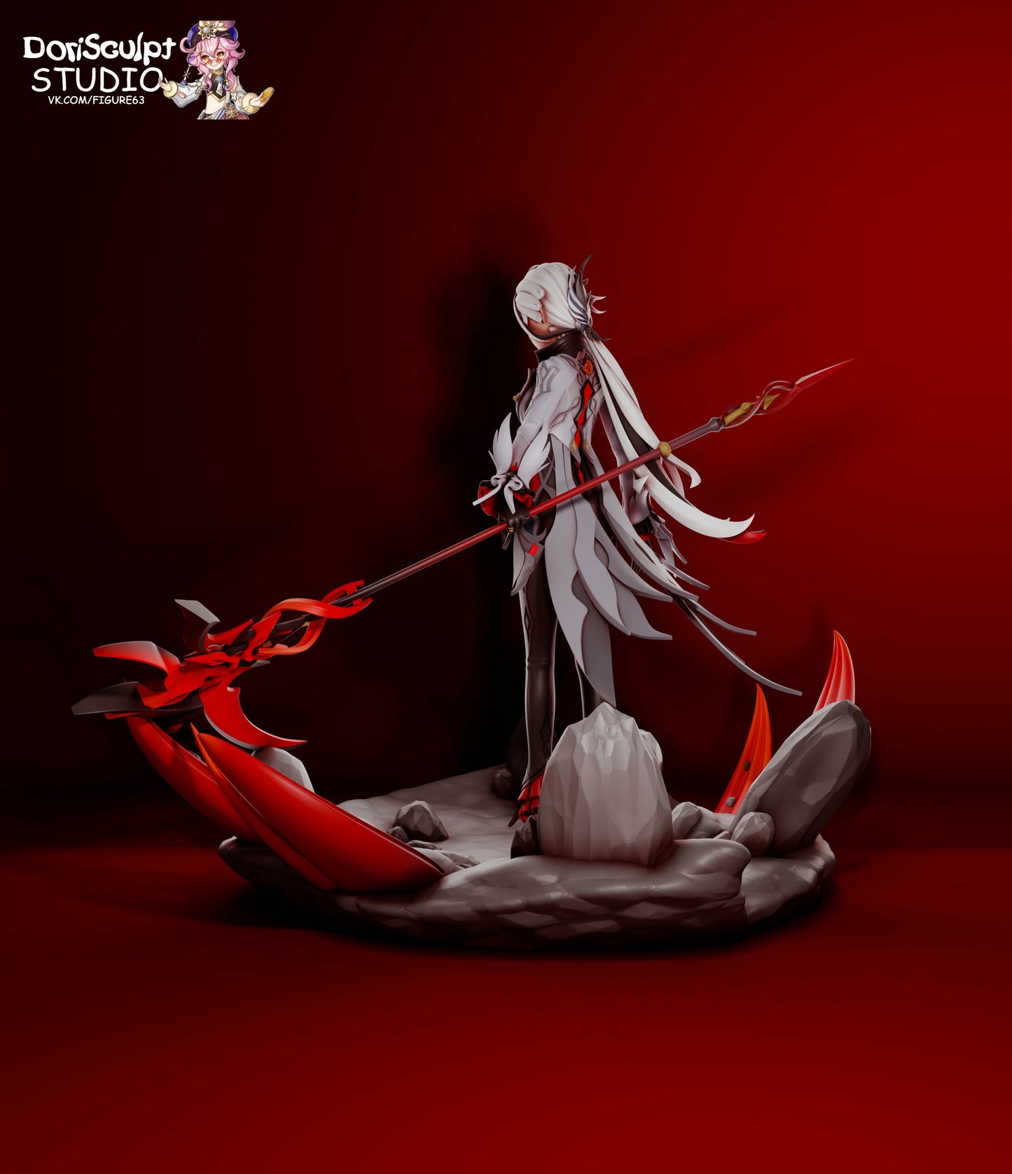 Arrlechino Scythe Diorama from Genshin Impact - Collectible 3d printed statues - Perfect for Home Decor - DIY and Painted Versions Available