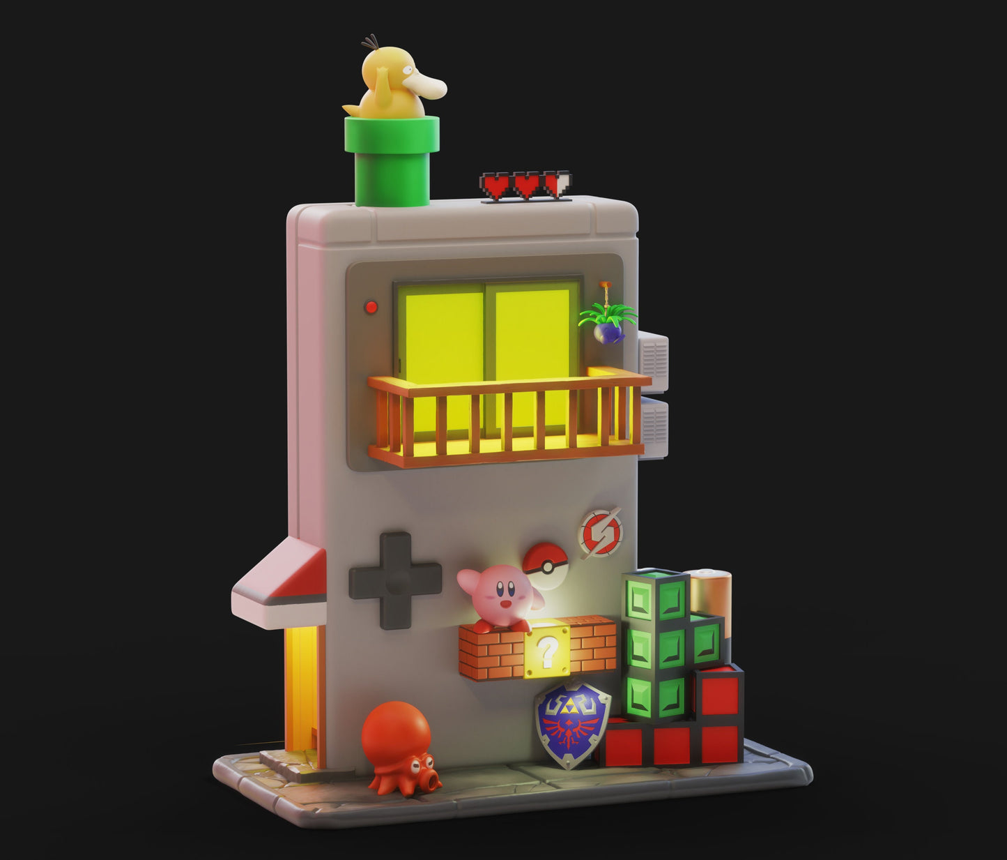 Gameboy Nostalgia Diorama - Unique Resin Collectible - Fully Painted Statue or DIY Kit - Office, Home or Gaming Room Deco