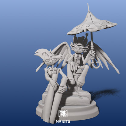 Angel and Husk Sad Days Diorama from Hazbin Hotel - Collectible 3d statues - Perfect Home Decor - Custom Gift and Painted Versions Available