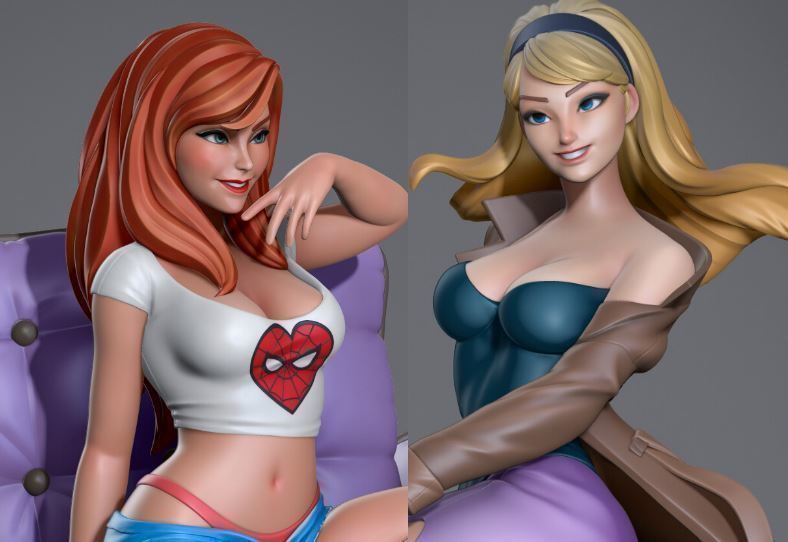 Mary Jane and Gwen Stacy - Spiderman 3D Print Model