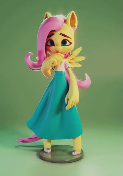 Fluttershy Chibi From MLP - Collectible 3d printed statues - Perfect for Home Decor - Custom Gift and Painted Versions Available!