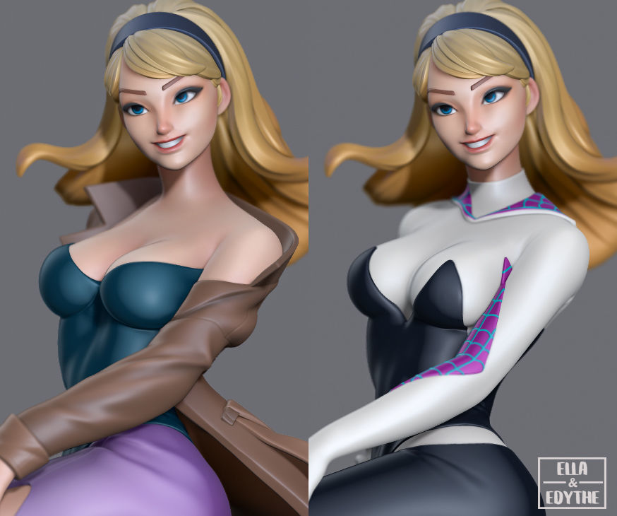 Spiderman Mary Jane and Gwen Stacy 3D Print Model